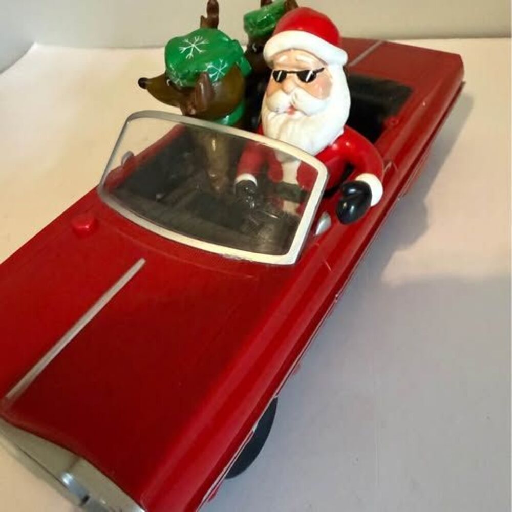 Gummy Low Rider Red  Impala Convertible Santa & 2 Reindeer. Places music and lig